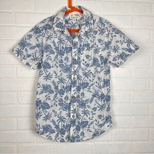 Tucker + Tate Short Sleeve Button Down Shirt blue white floral size large 10/12